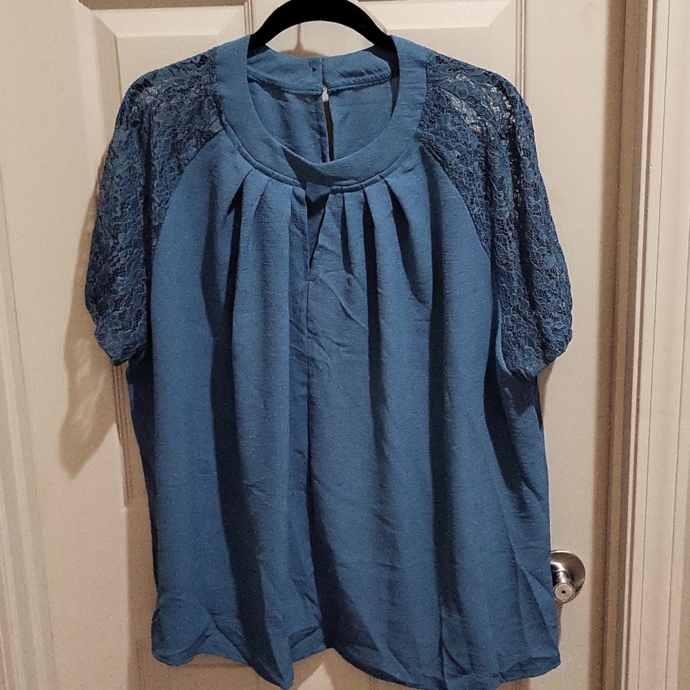 Shein Curve top, 4XL, Teal blue
